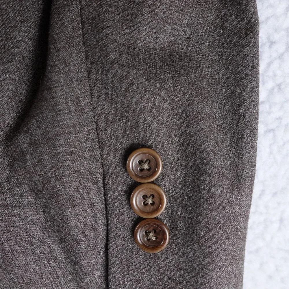Armani‎ Collezioni Mens 44L Virgin Wool Blazer Sport Coat Brown Grey Made Italy